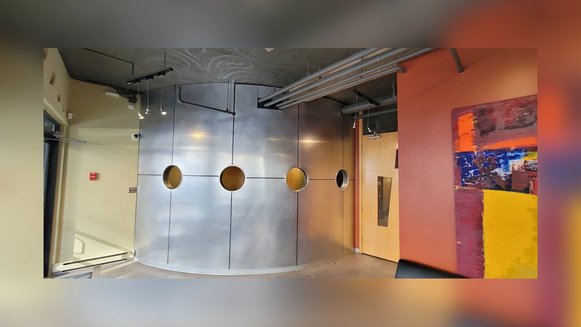 Completed curved feature wall in the same commercial interior