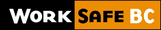 WorkSafeBC logo with "WORK" in white text on a black background, and "SAFE BC" in black and white text on an orange background.