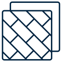 Simple line drawing of two overlapping rectangular tiles with a diagonal herringbone pattern, ideal for showcasing flooring or tile samples for a bathroom renovation in Surrey BC.